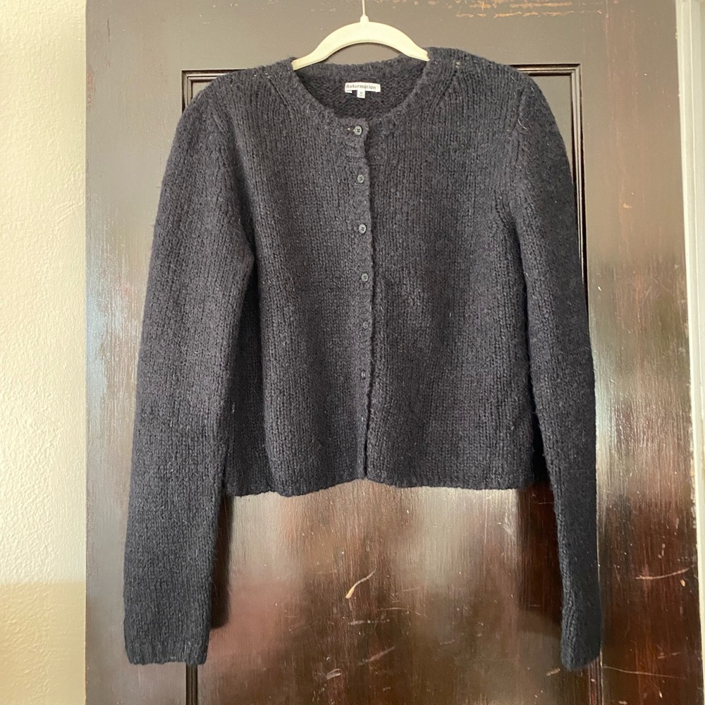 Reformation black cashmere blend cardigan